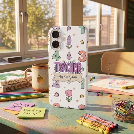 Coques Case-Mate iPhone Professeur d'école violet motif de nombres