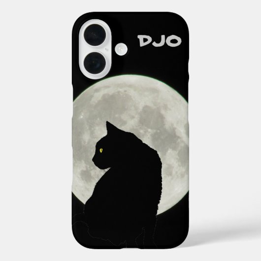 Coques Case-Mate iPhone Profil de chat noir pleine lune (Verso)