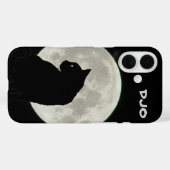 Coques Case-Mate iPhone Profil de chat noir pleine lune (Verso (horizontal))