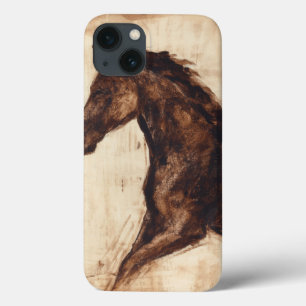 Etui iPhone 13 Profil du cheval sauvage Brown