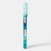 Coques Case-Mate iPhone Profondeurs azur avec veines dorées (Verso / Droite)