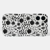 Coques Case-Mate iPhone Protea Floral Block Imprimer Millefleur noir blanc (Verso (horizontal))