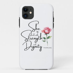 Case-Mate iPhone Case Proverbes 31:25 Elle est habillée Bible Verse Fleu