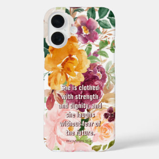 Coques iPhone 16 Proverbes floraux 31:25 Elle est habillée rustique