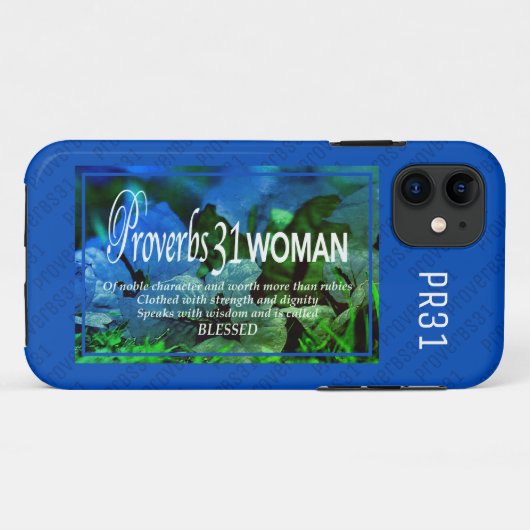 Coques Case-Mate iPhone PROVERBS 31 | Vaut plus que Rubies BLUE (Dos (Horizontal))