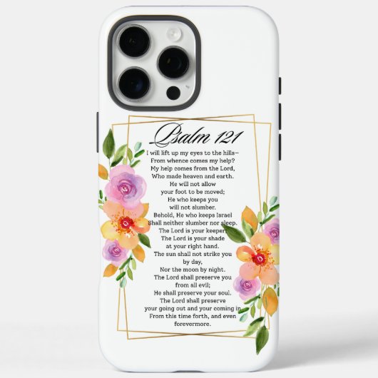 Coques Case-Mate iPhone Psaume 121 Cadre géométrique floral (Verso)