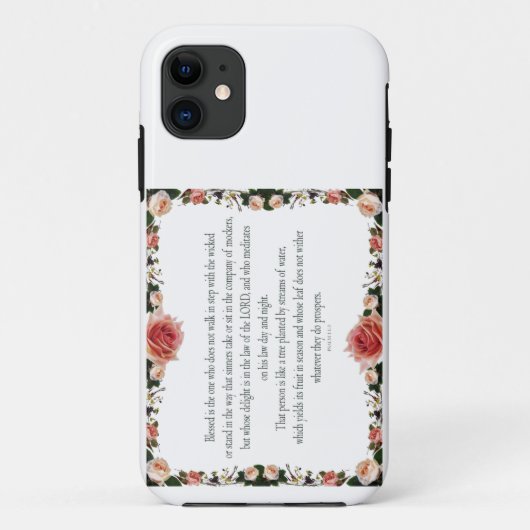 Coques Case-Mate iPhone Psaume 1 avec Flower Borders (Dos)