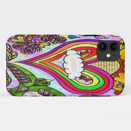 Coques Case-Mate iPhone Psychédélic Rainbow Heart (Dos (Horizontal))