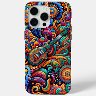 Coque iPhone 15 Pro Max Psychédélique Batik Guitare Art-Colorful Musique R