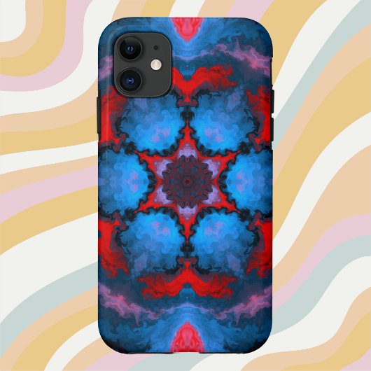 Coques Case-Mate iPhone Psychédélique Hippie Fleur Bleu et Rouge