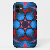 Coques Case-Mate iPhone Psychédélique Hippie Fleur Bleu et Rouge (Dos)