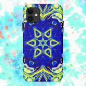Coques Case-Mate iPhone Psychédélique Mandala Flower bleu et jaune