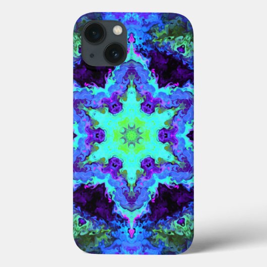 Coques Case-Mate iPhone Psychédélique Mandala Flower bleu vert et violet (Verso)