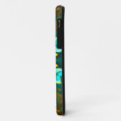 Coques Case-Mate iPhone Psychédélique Mandala Flower Turquoise et jaune (Dos/Gauche)