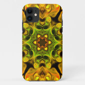 Coques Case-Mate iPhone Psychédélique Mandala Flower vert et jaune (Dos)