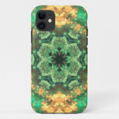 Coques Case-Mate iPhone Psychédélique Mandala Flower vert et jaune (Dos)