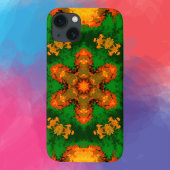 Coques Case-Mate iPhone Psychédélique Mandala Flower vert orange et jaune