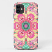 Coques Case-Mate iPhone Psychédélique Mandala Flower vert rose et jaune (Dos)