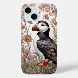 Coque Pour iPhone 15 Puffin élégant William Morris Inspiré Floral