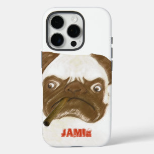 iPhone 16 Pro Case Puggy Grumpy personnalisée avec Cigar