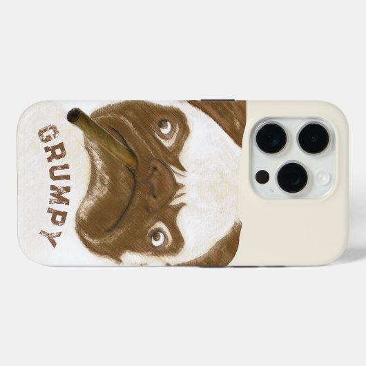 Coques Case-Mate iPhone Puggy Grumpy personnalisée avec Cigar (Verso (horizontal))