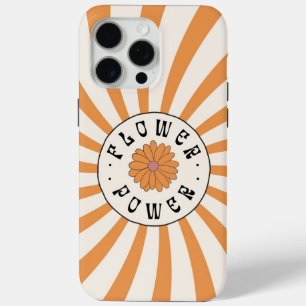 Coque iPhone 15 Pro Max Puissance des fleurs avec rayons orange psychédéli