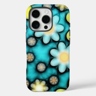 Coques iPhone 16 Pro Puissance des fleurs jaunes et bleues