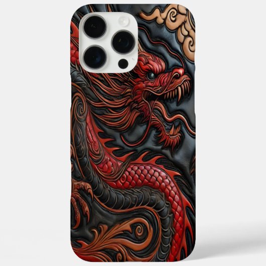 Coques Case-Mate iPhone Puissante sculpture d'art de dragon rouge (Verso)