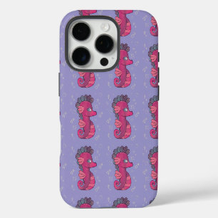 Coques iPhone 16 Pro Punky Seahorse Hippocampe Rose Mignon