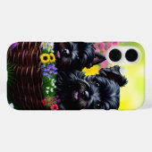 Coques Case-Mate iPhone Puppies écossaises mignonnes dans le panier à fleu (Verso (horizontal))