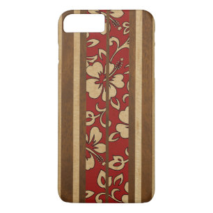 Coque iPhone 7 Plus Pupukea Vintage Hawaiian Faux Wood Surboard