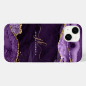 Coques Case-Mate iPhone Purple Agate Gold Parties scintillant Script Nom d (Verso (horizontal))