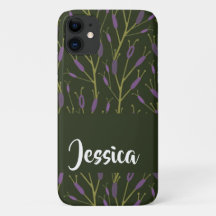 Purple and brown floral branches pattern