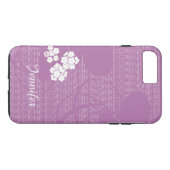 Coques Case-Mate iPhone Purple and White Flowers Minimum, script nom (Dos (Horizontal))