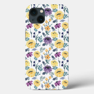 Case-Mate iPhone Case Purple and yellow watercolor flowers