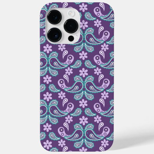 COQUES Case-Mate iPhone PURPLE & AQUA PAISLEY MOTIF (Verso)