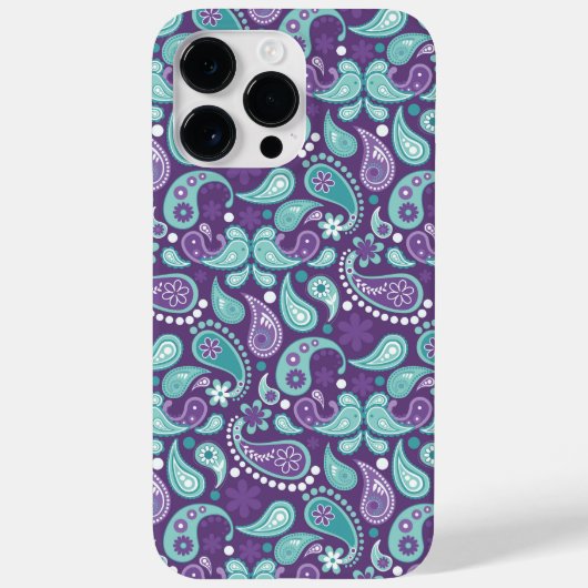 COQUES Case-Mate iPhone PURPLE & AQUA PAISLEY MOTIF (Verso)
