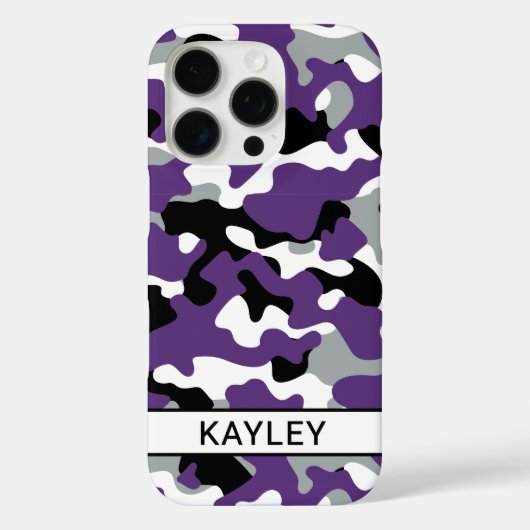 Coques Case-Mate iPhone Purple Black Camouflage Personalized (Verso)