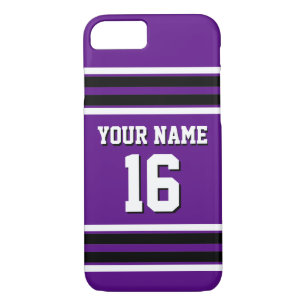 Coque iPhone 7 Purple Black Team Jersey Numéro personnalisé Nom