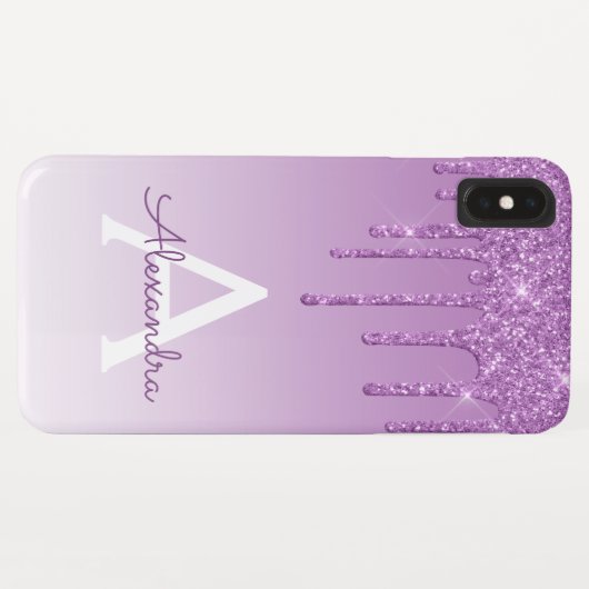 Coques Case-Mate iPhone Purple Bling | Monogramme Parties scintillant étin (Dos (Horizontal))