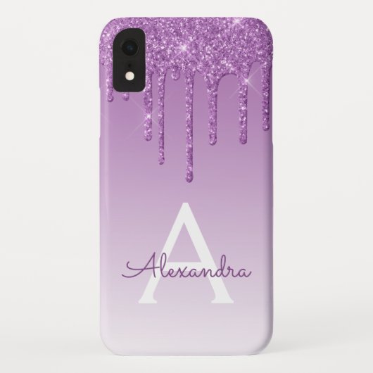 Coques Case-Mate iPhone Purple Bling | Monogramme Parties scintillant étin (Dos)