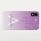 Coques Case-Mate iPhone Purple Bling | Monogramme Parties scintillant étin (Dos (Horizontal))
