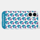 Coques Case-Mate iPhone Purple Blue Jouer Fleurs Abstraites Personnalisées (Verso (horizontal))