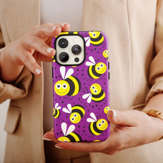 Coques Case-Mate iPhone Purple Bumblebees iPhone | iPhone 14 Coque-Mate