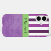 Coques Case-Mate iPhone Purple Damask, Purple Stripes, Stripe, Votre Nom (Verso (horizontal))