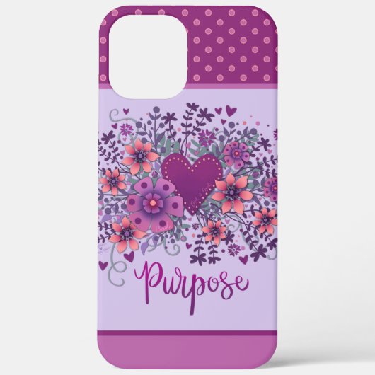 Coques Case-Mate iPhone Purple Floral Coeur Objectif Inspirivité (Verso)