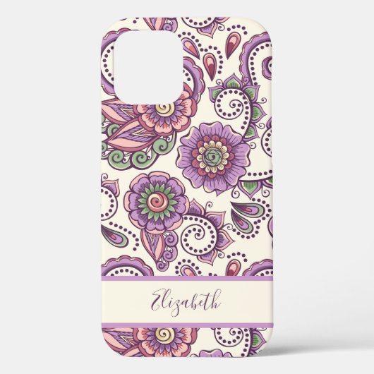 Coques Case-Mate iPhone Purple Floral Paisley Motif unique (Verso)