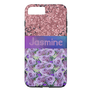 Case-Mate iPhone Case Purple Floral Rose rose Parties scintillant Étinc