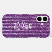 Coques Case-Mate iPhone Purple Glamor Restez Calme Ayez Votre Texte (Verso (horizontal))