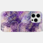 Coques Case-Mate iPhone Purple & Gold Alcohol Ink iPhone Case (Verso (horizontal))